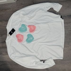 Pink Desert Candy Hearts Long Sleeve Top in White, XXXL